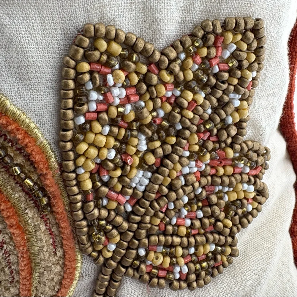 Autumn Harvest Beaded Decorative Pillow